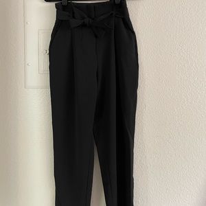 Black Paper Bag Style Dress Pants